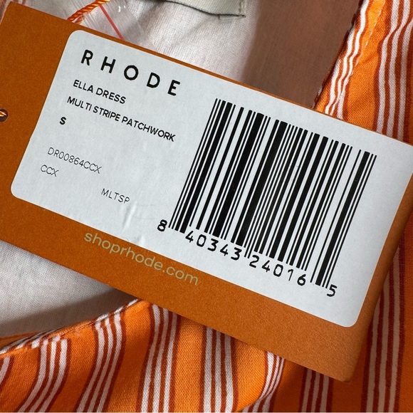 NWT Rhode Ella Cotton Patchwork Pinstripe Minidress Size S - Picture 10 of 16